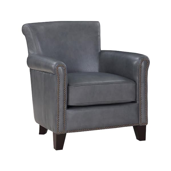 Lazzara Kailee Burnish Gray Leather Upholstery Accent Chair