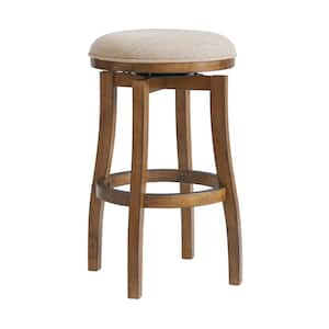 Ellie 30 in. Brown Bar Height Backless Wood Stool with Cushioned Seat