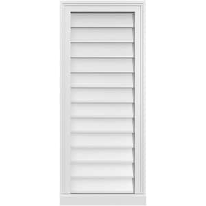 16 in. x 38 in. Vertical Surface Mount PVC Gable Vent: Decorative with Brickmould Sill Frame