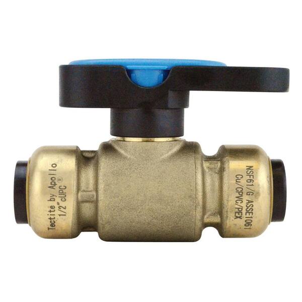 Tectite 1/2 in. Brass PushToConnect Compact Ball Valve with Lockable