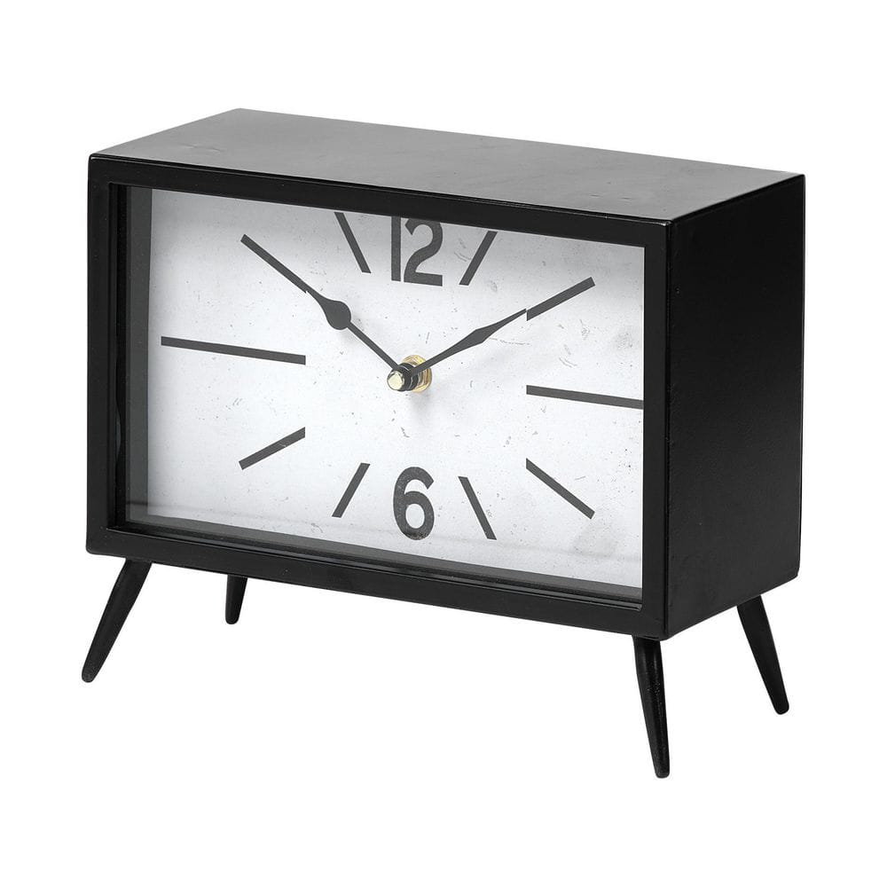 Mercana Lita Black Metal Rectangular Table Clock 68552 - The Home Depot