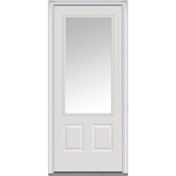 MMI Door 36 in. x 80 in. Clear Glass Right-Hand 3/4 Lite 2-Panel Classic Primed Steel Prehung Front Door