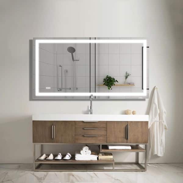 Boyel Living 72 In W X 36 In H Frameless Rectangular Led Light Bathroom Vanity Mirror Kf Md04 7236sf2 The Home Depot