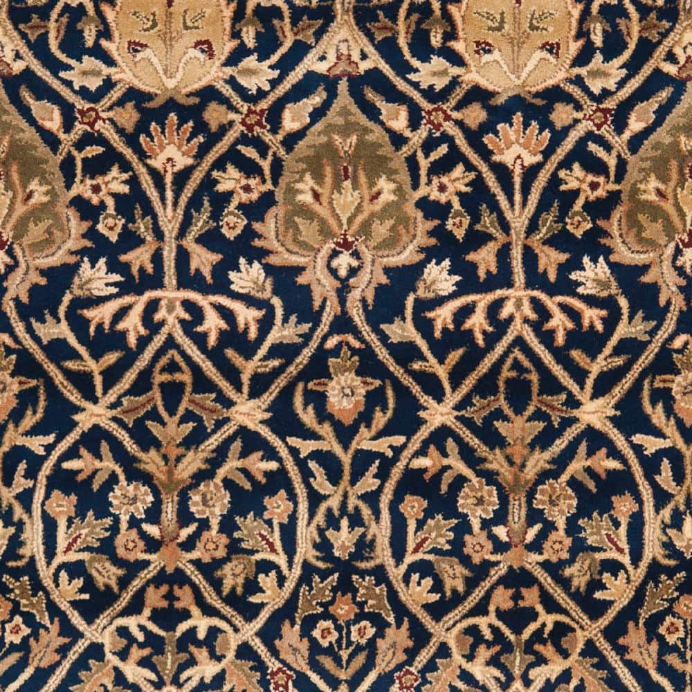 Elegant Persian-Inspired Hand-Tufted Wool Rug in Blue and Gold