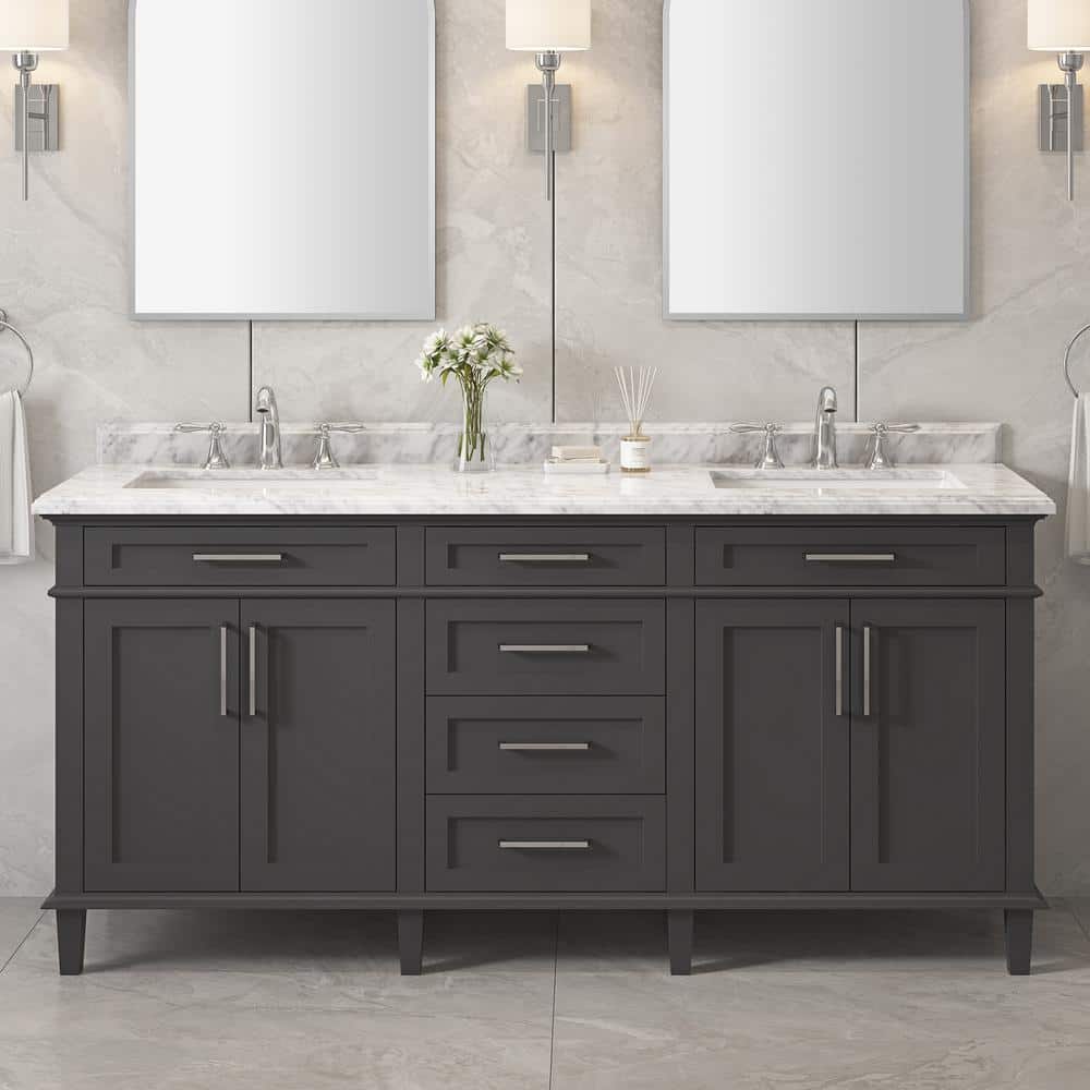Home Decorators Collection Sonoma 72 in. Double Sink Dark Charcoal 