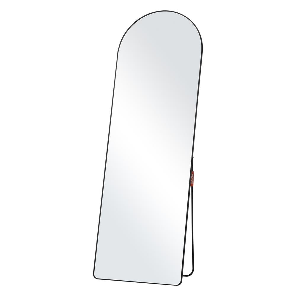 Arched Black Aluminum Full Length Mirror with Stand
