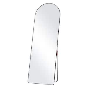 21.97 in. W x 1.38 in. H Arched Full Length Mirror Floor Mirror with Stand Aluminum Alloy Frame in Black for Bedroom