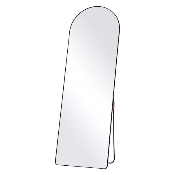 VEVOR 21.97 in. W x 1.38 in. H Arched Full Length Mirror Floor Mirror with Stand Aluminum Alloy Frame in Black for Bedroom