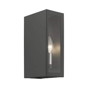 Chamberlain 11 in. 2-Light Textured Black Outdoor Hardwired ADA Wall Lantern Sconce with No Bulbs Included