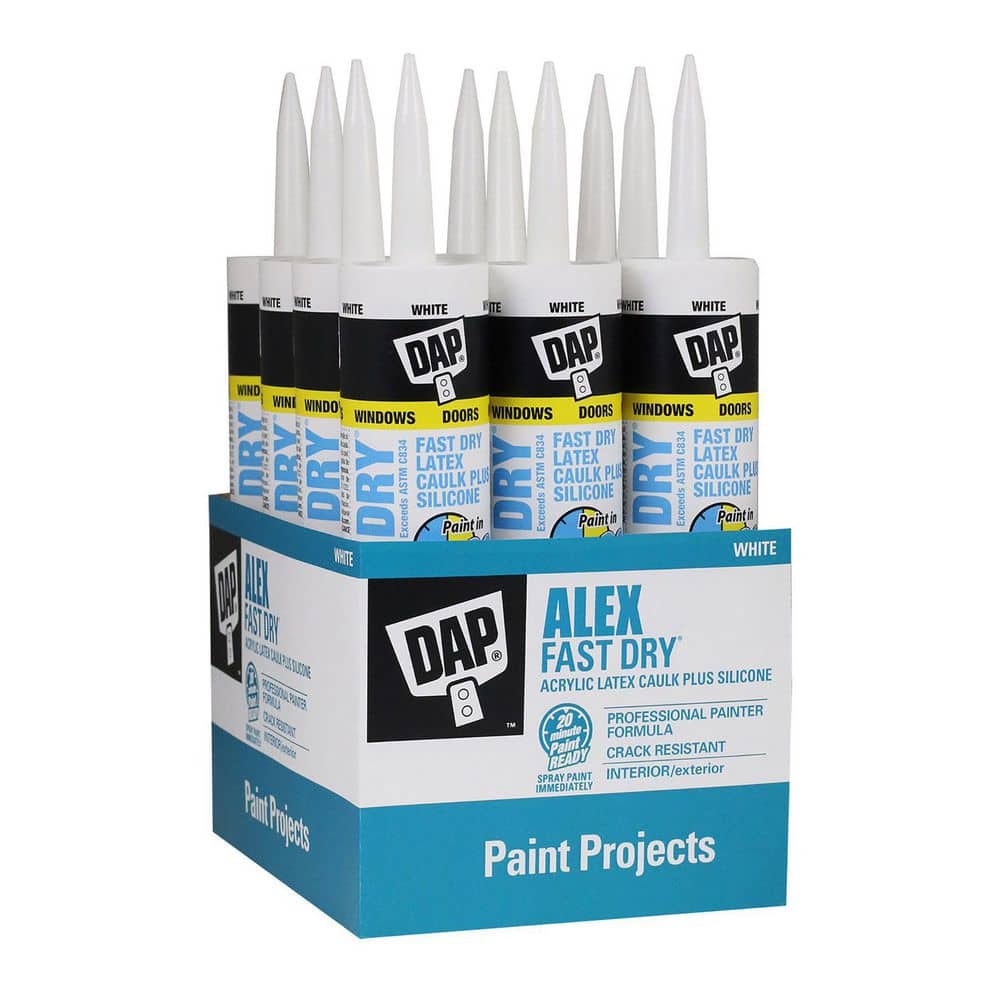 DAP Alex Fast Dry 10.1 oz. White Acrylic Latex Plus Silicone Caulk (12-Pack) -  18426