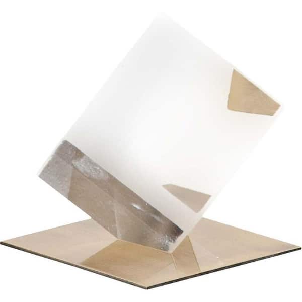 HomeRoots 5 in. Clear Optical Glass Cube And Gold Sculpture