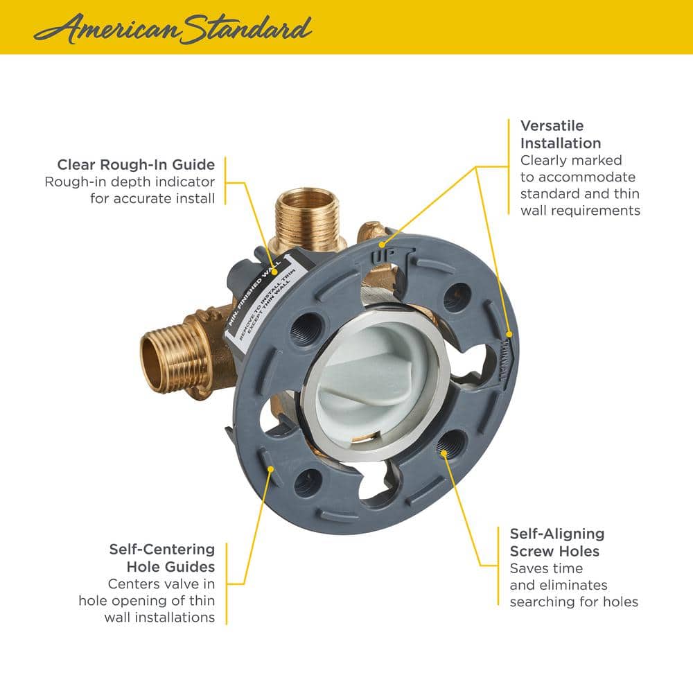 American Standard Brass Shower Rough-In Valve with Universal Inlets/Outlets