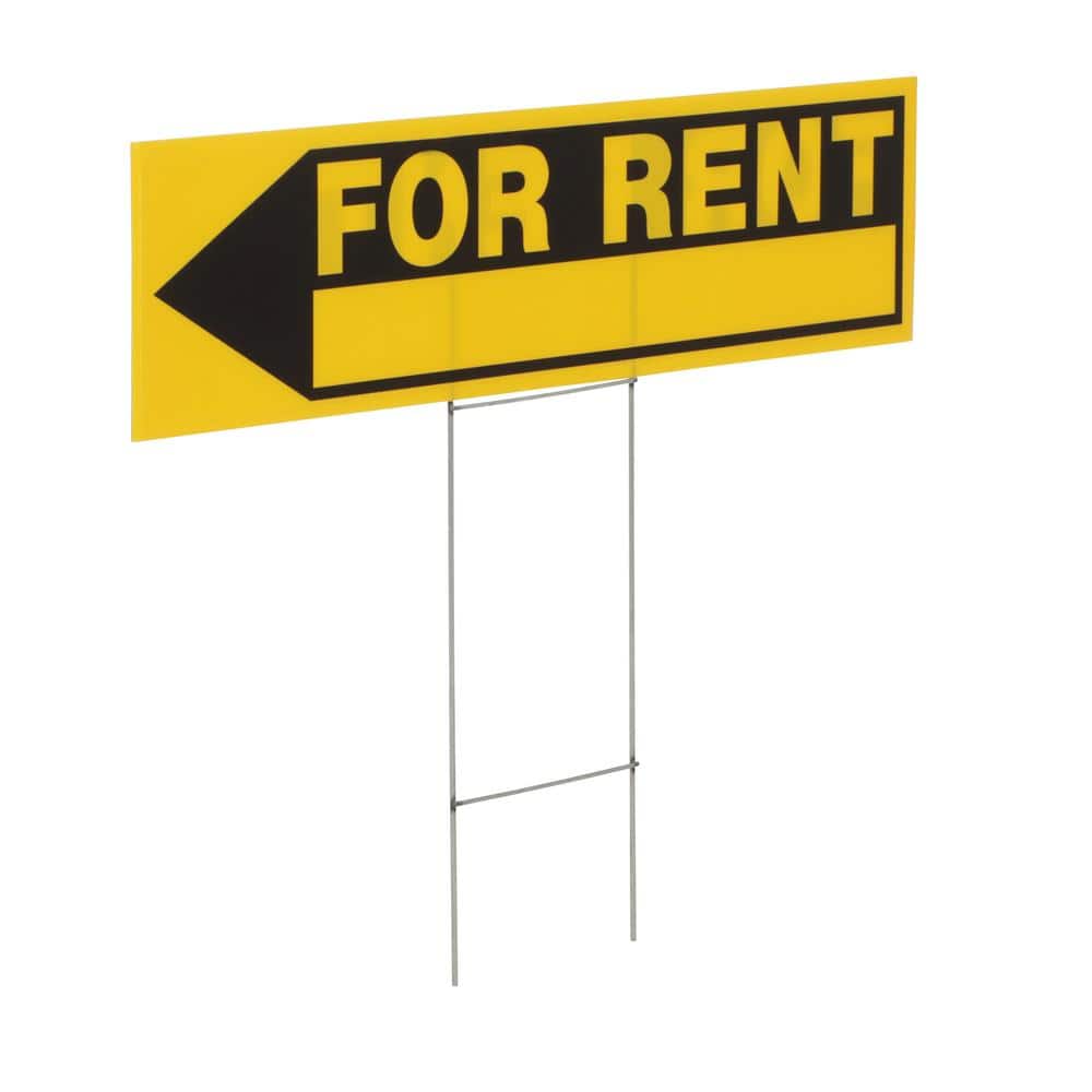 Everbilt 6 in. x 24 in. Plastic for Rent Yard Sign and Holder 31584 ...
