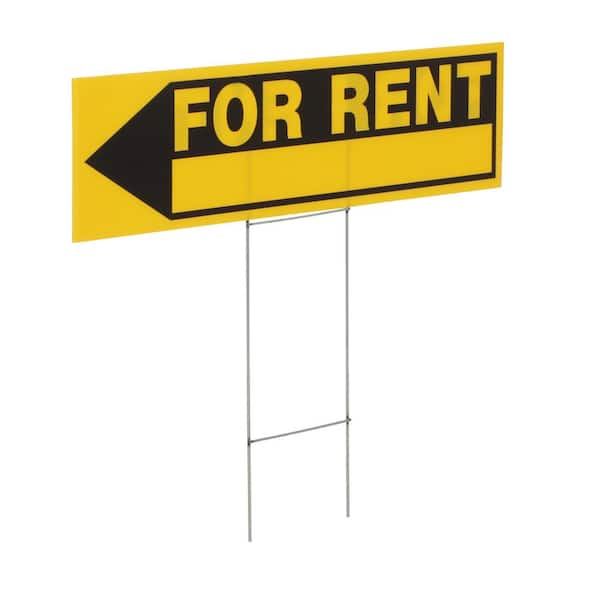 6 in. x 24 in. Plastic for Rent Yard Sign and Holder