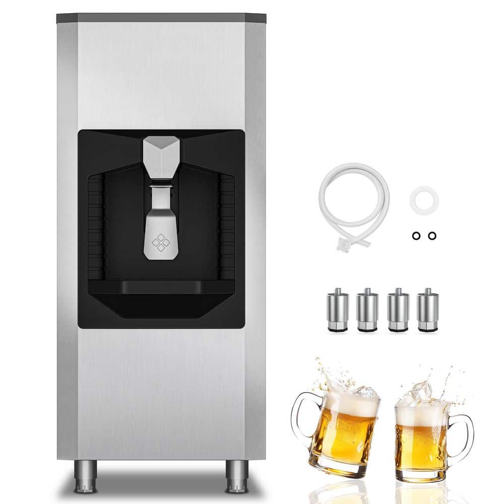 Hooure 22.2in.Freestanding Commercial Ice Maker Bin 200lbs.Storage 0lbs./24 H Stainless Steel Ice Maker Full Size Cubes,Crusher