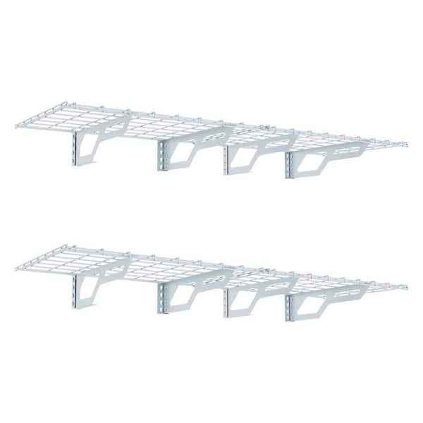 The Atlas 72 in. W x 24 in. D 800 lbs Heavy Duty Garage Wall Shelf Steel Storage Rack with Brackets in White (2 pack)