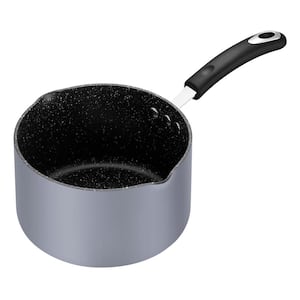 All-In-One Stone 3.2 qt. Aluminum Ceramic Nonstick Saucepan and Cooking Pot in Granite Gray