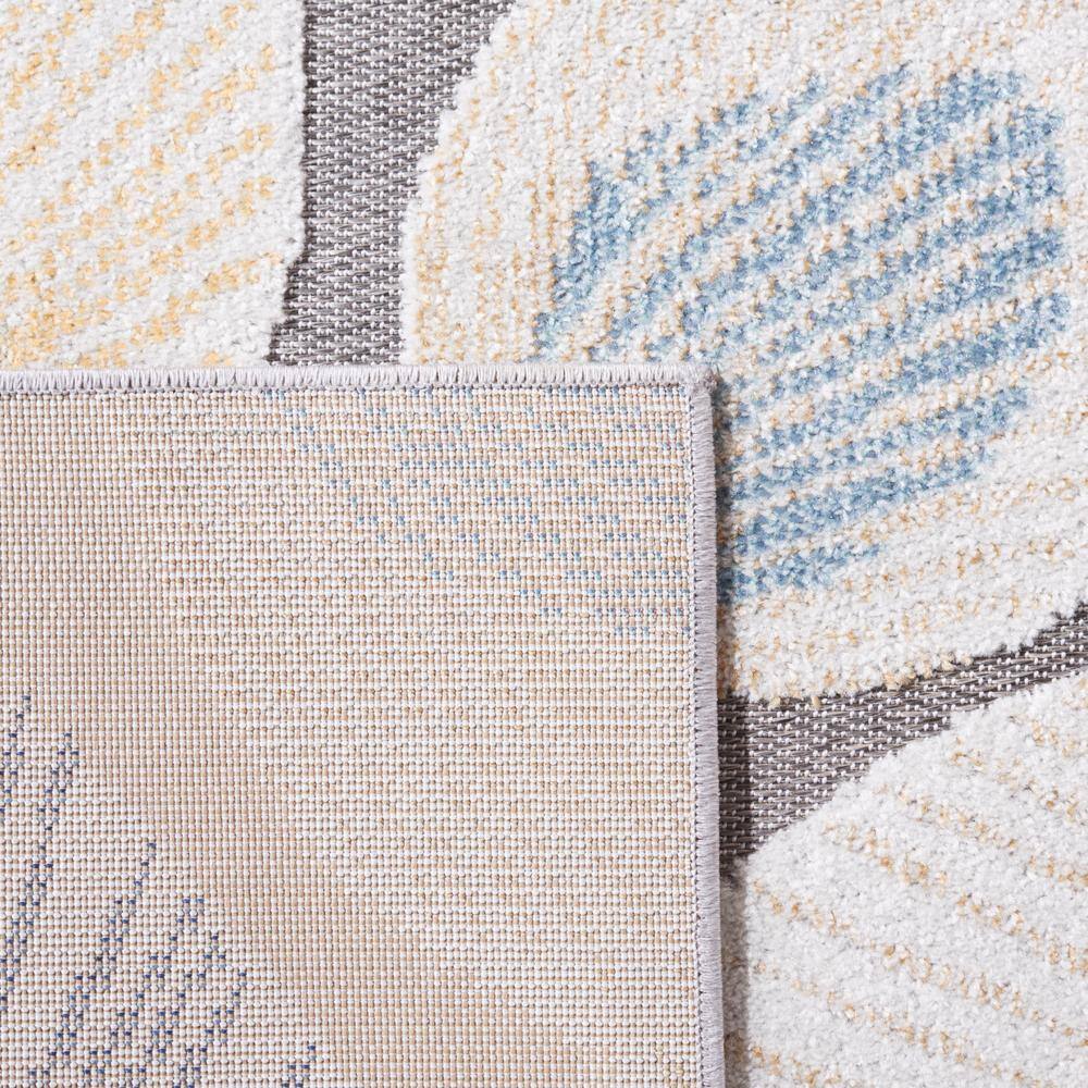 Beige and Grey Floral Synthetic 8' x 10' Reversible Area Rug