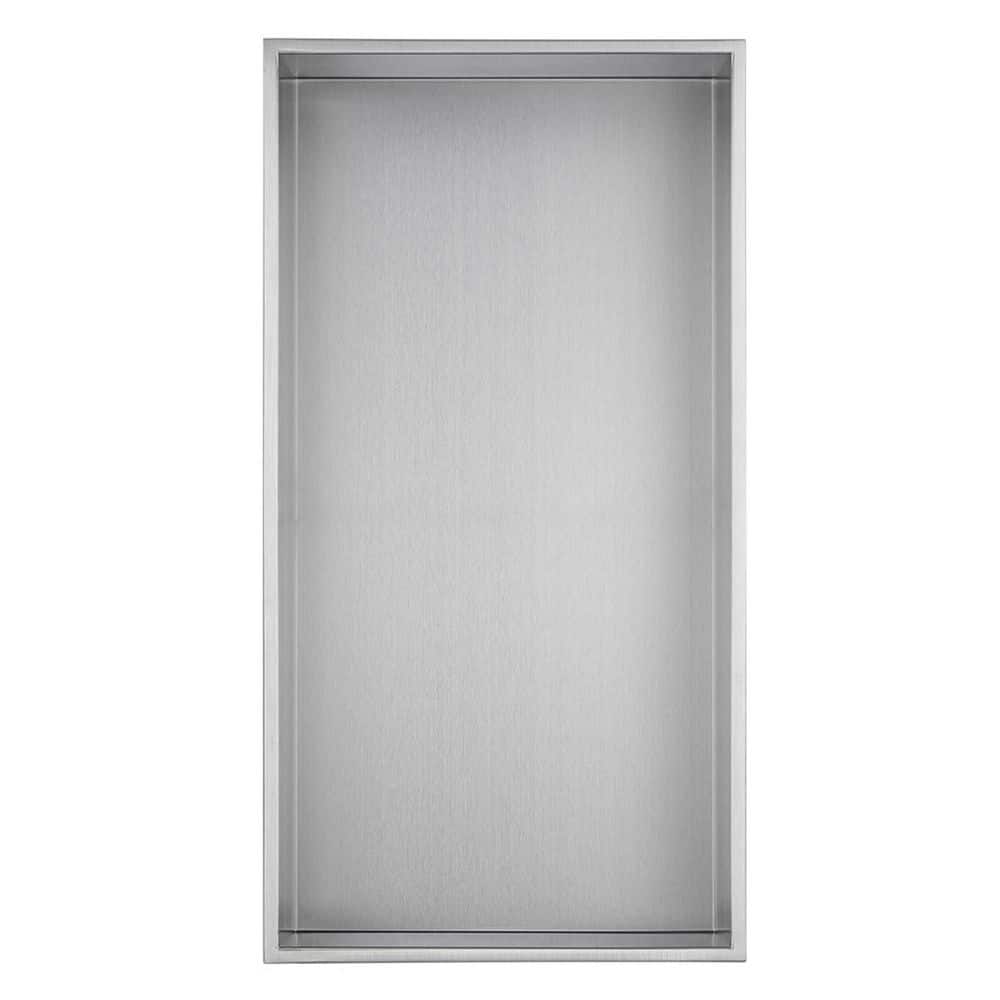 Brushed Stainless Steel Rectangular Shower Niche Shelf