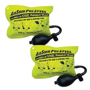 Contractor Grade AirShim Pro STEEL: Dual-Function Inflatable Pry Bar+Leveling Tool with Steel PowerLift Plate (2-Pack)