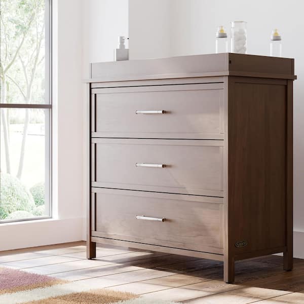 Classic Hazelnut 3 Drawer 35.51 in. Wide Dresser with Changing Topper