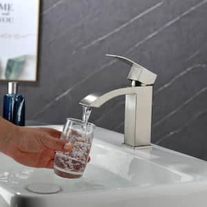 ABA Single Handle Single Hole Bathroom Faucet Spot Resistant in Brushed Nickel