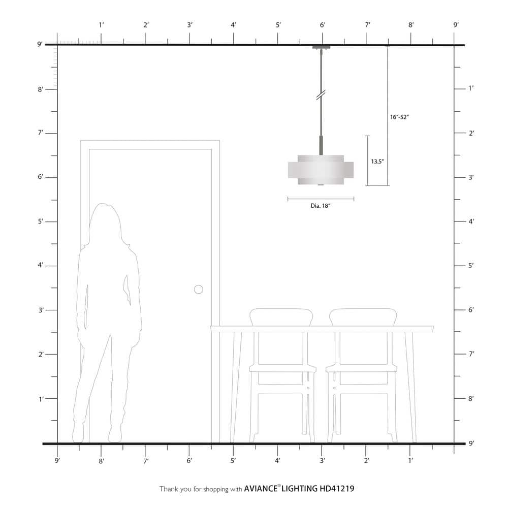 Meridian Brushed Nickel 4-Light Pendant with Off-White Fabric Shade