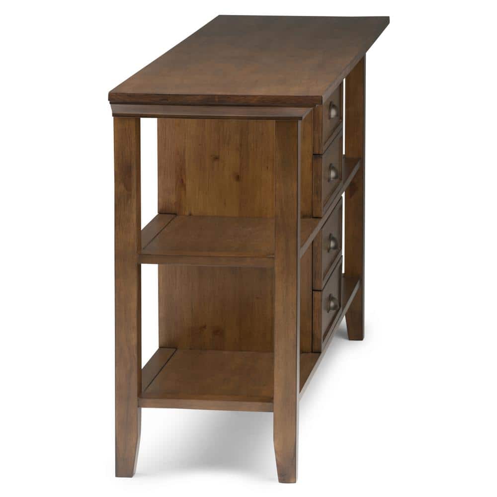 Rustic Natural Aged Brown Wood Console Table with Storage
