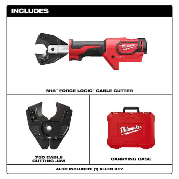 M18 18V Lithium-Ion Cordless FORCE LOGIC Cable Cutter with CU/AL Jaws and Hard Case