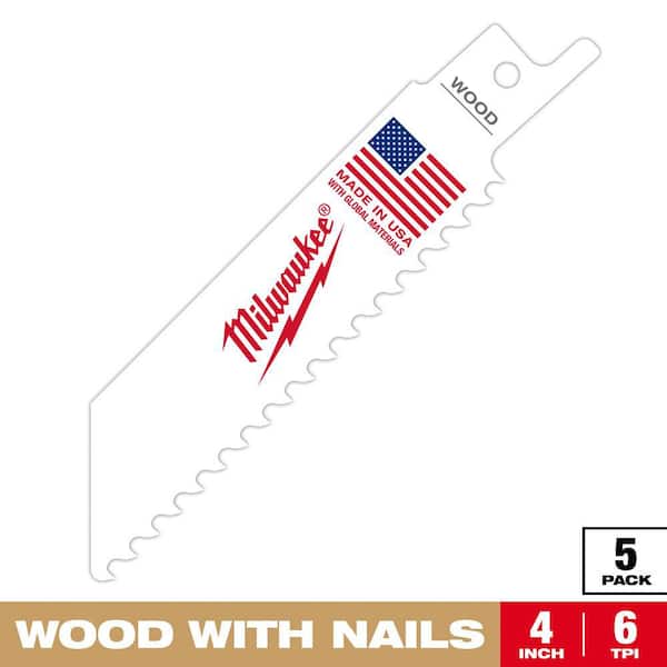 4 in. 5 TPI Wood Cutting HACKZALL Reciprocating Saw Blades (5-Pack)