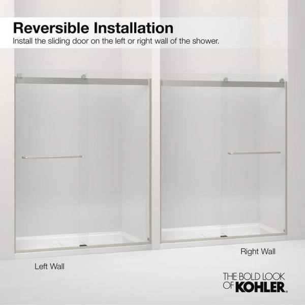 Elate Frameless Sliding Shower Door with Black Hardware and Clear Tempered Glass