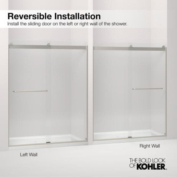 Bright Silver Frameless Sliding Shower Door with Clear Glass