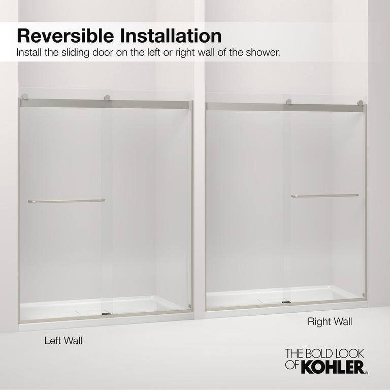 Elate Bright Silver Frameless Sliding Shower Door with Crystal Clear Glass