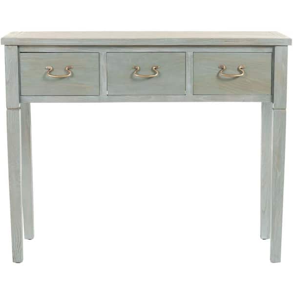 SAFAVIEH Cindy 40 in. 3-Drawer Gray Wood Console Table
