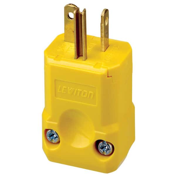 Leviton 20 Amp 250-Volt Straight Blade Grounding Plug, Yellow 5456-VY