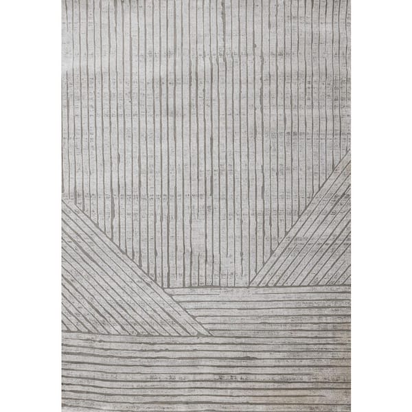 Gray  8 x 11 ft. Woven Striped Rectangle Indoor Area Rug