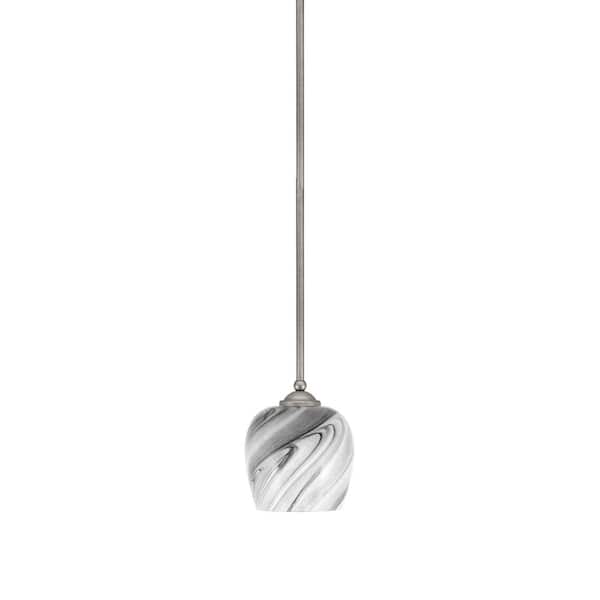 Unbranded Clevelend 100-Watt 1-Light Graphite Pendant Mini Pendant Light with Onyx Swirl Glass and Light Bulb Not Included