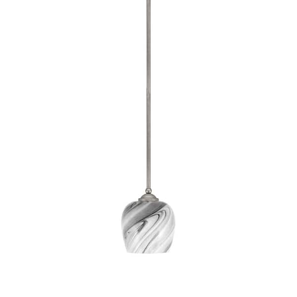 Clevelend 100-Watt 1-Light Graphite Pendant Mini Pendant Light with Onyx Swirl Glass and Light Bulb Not Included