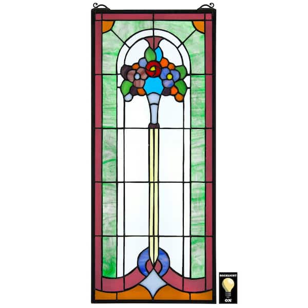 Design Toscano Bouquet of Posies Tiffany-Style Stained Glass Window Panel