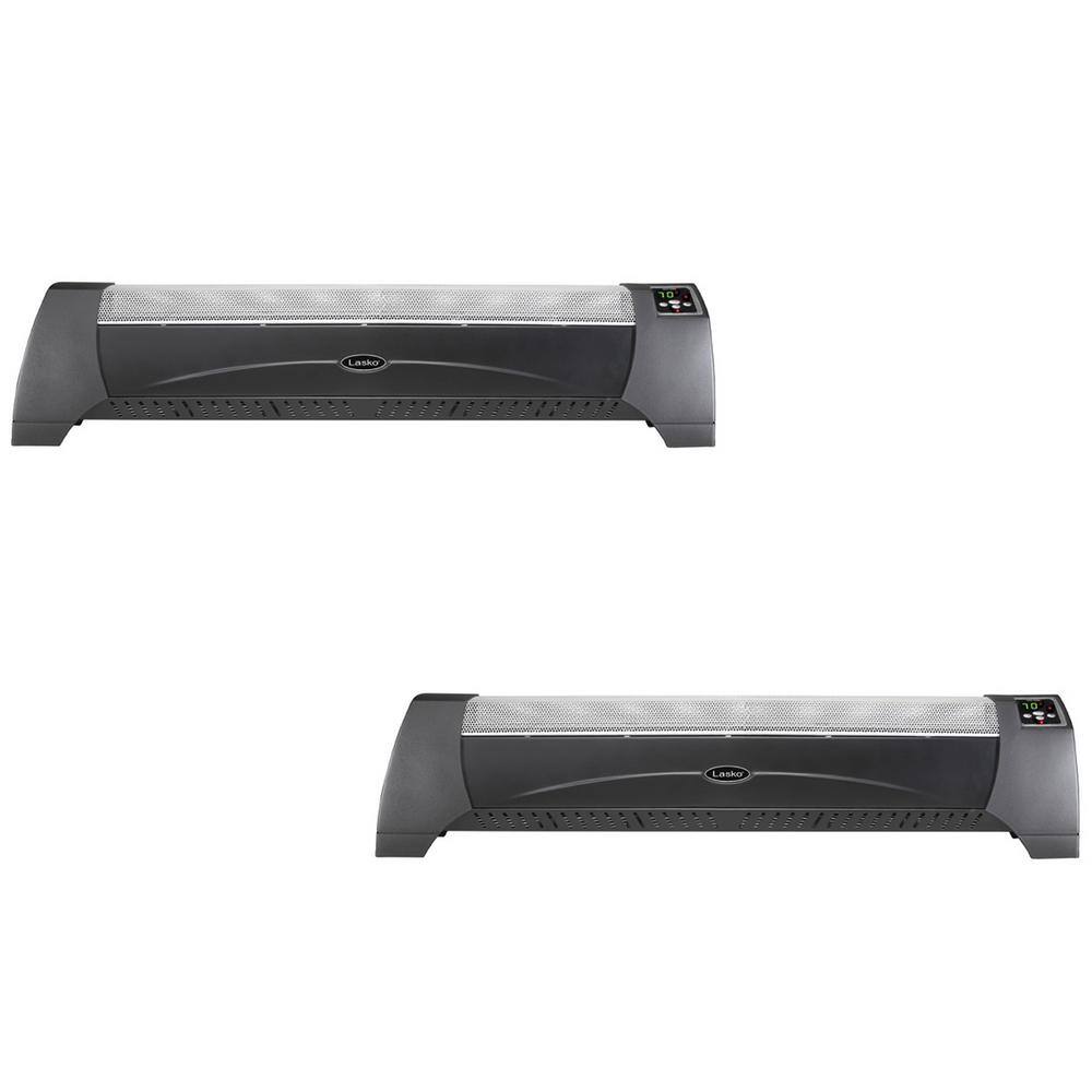 Lasko 40 in. Silent Room Electric 1500-Watt Baseboard Convection Floor  Space Heater Black (2-Pack) 2 x LKO-5624 - The Home Depot
