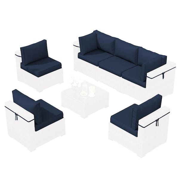 14-Piece Outdoor Sectional Replacement Cushions, 4 in. Thick Waterproof Patio Sofa Cushions for 6-Seat Set Navy Blue