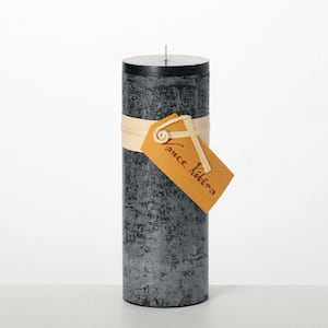 9 in. Black Timber Pillar Candle
