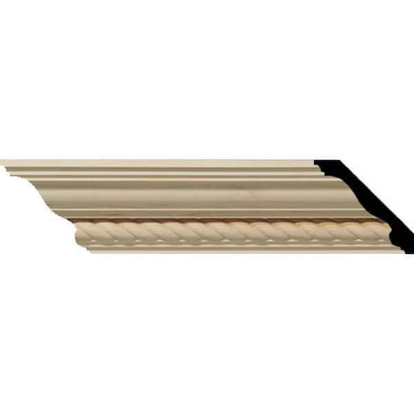 Ekena Millwork SAMPLE - 2-3/8 in. x 12 in. x 2-1/4 in. Wood Andrea Rope Carved Wood Crown Moulding, Alder