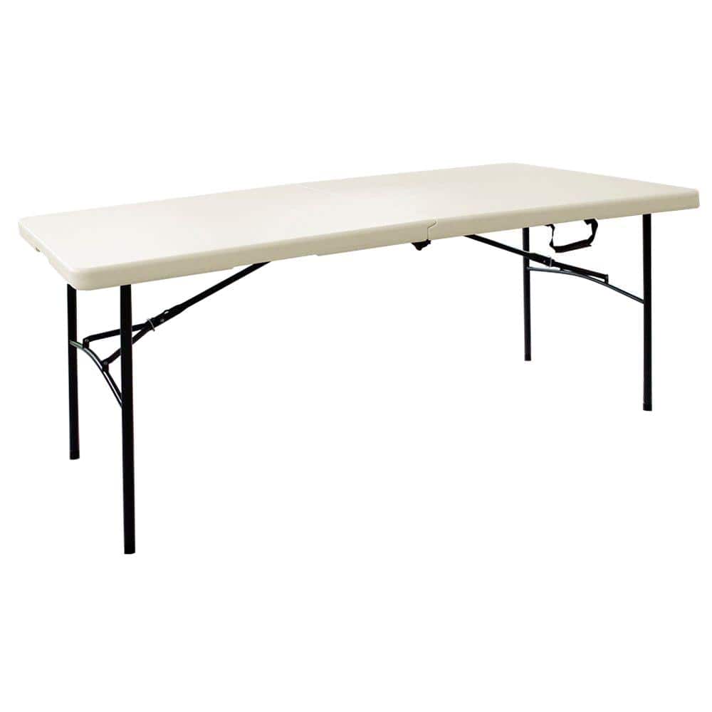HDX 72 in. Earth Tan Plastic Folding Banquet Table 3072FX The Home Depot