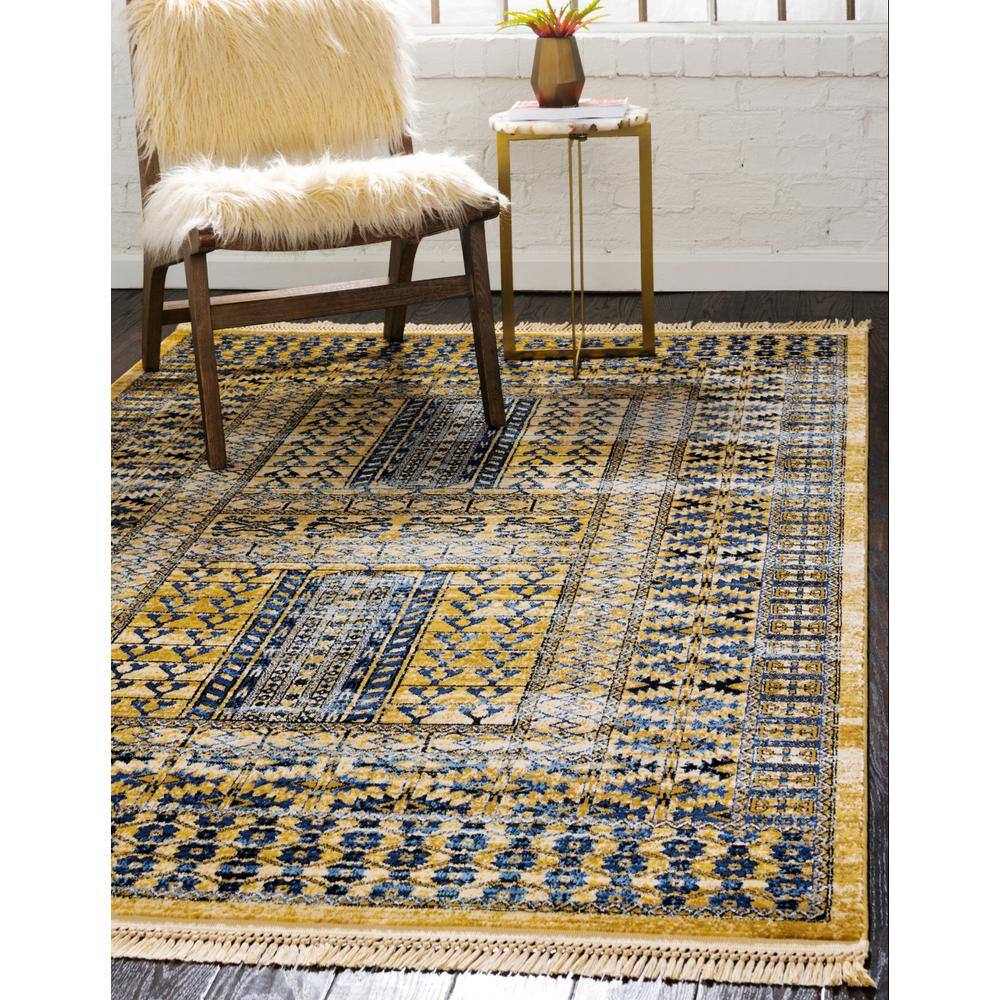 Kennedy Collection 9' x 12' Blue Geometric Easy-Care Area Rug