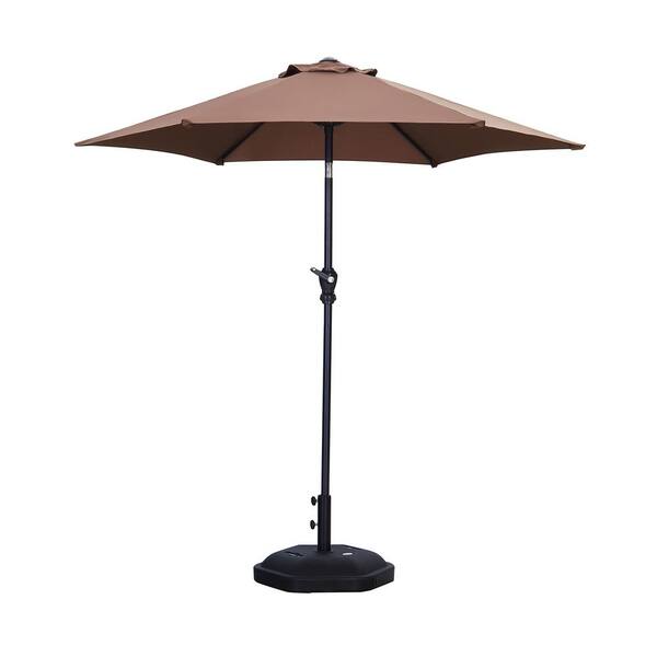 OVASTLKUY 7.5 ft. Market Table Outdoor Patio Umbrella in Coffe with Base