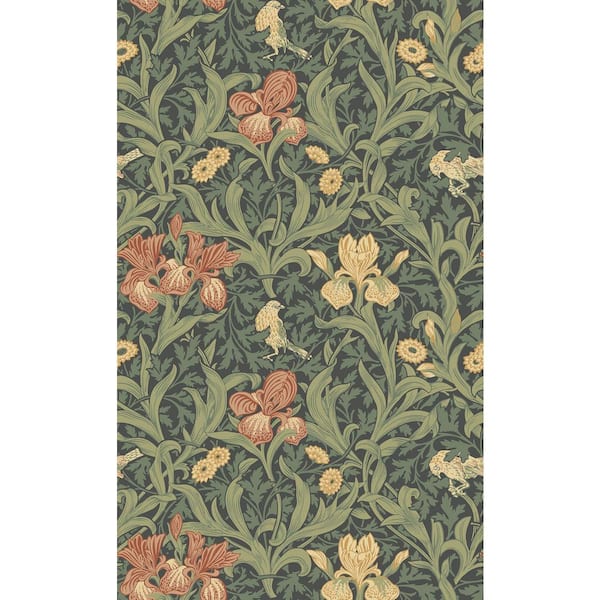 A-Street Prints Iris Navy Blue Wild Gardens Wallpaper Sample