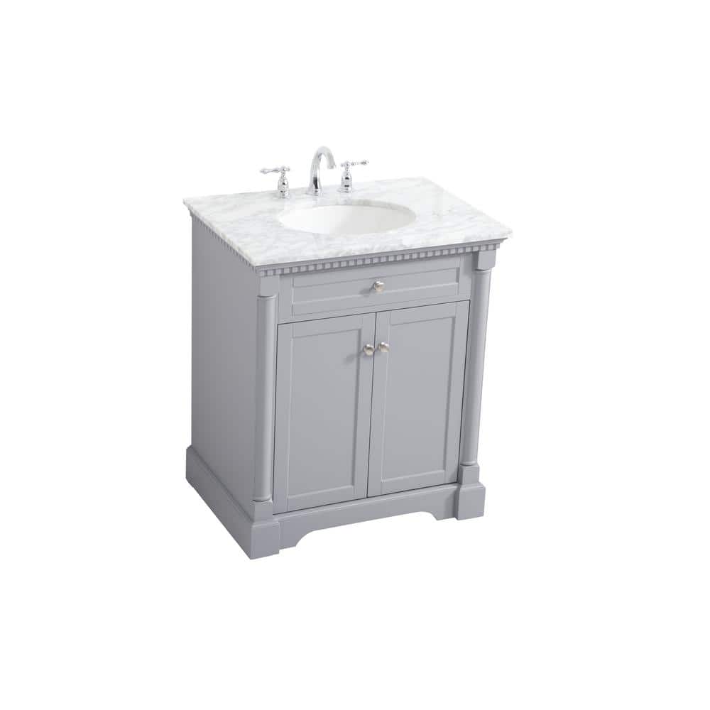 Clarence 30" Gray Marble Top Single Bathroom Vanity