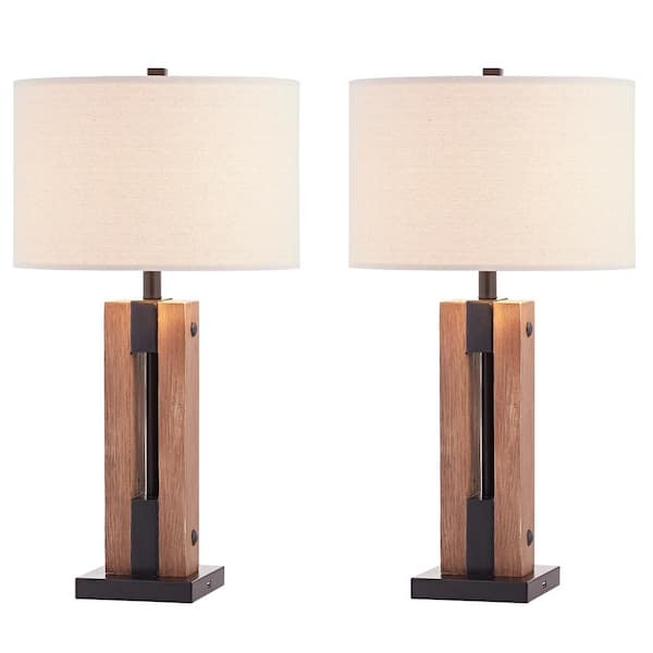 Maxax Lilith 28 " Brown/Black Table Lamp Set with USB (Set of 2)