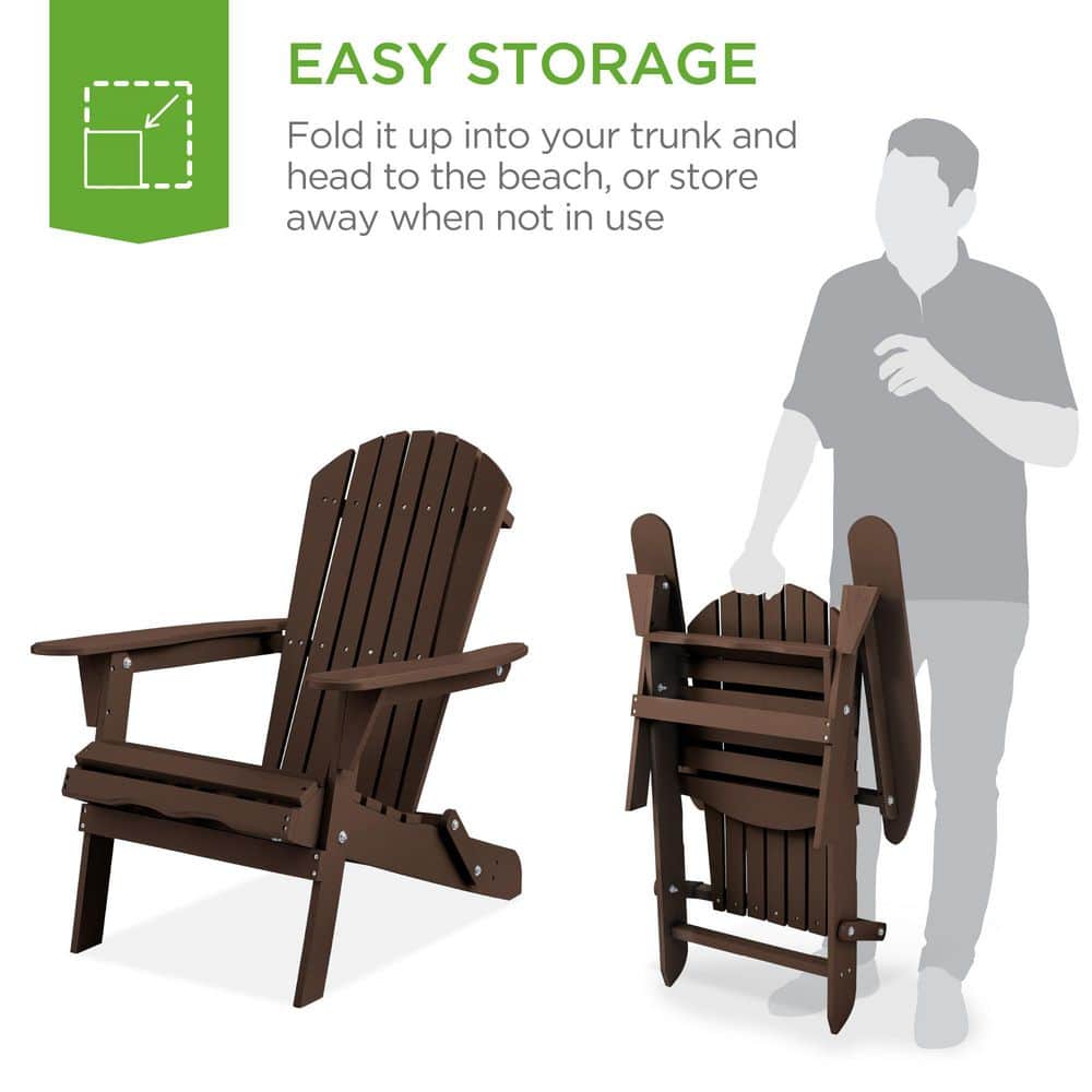Brown Wooden Folding Adirondack Chair with Arms
